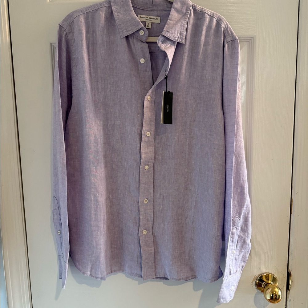 NWT Men's Purple Linen Shirt